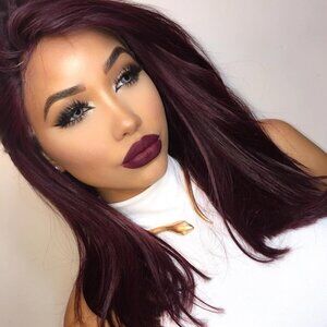 Black Root Burgundy Lace Wig
